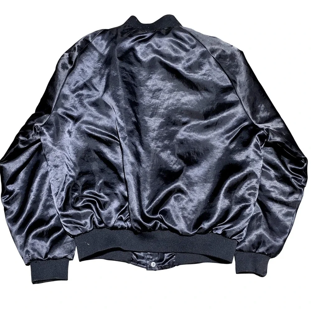 Vintage Hilton‎ CSX Transportation Satin Bomber Jacket Mens Large Black USA Made